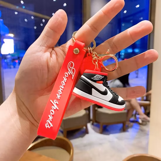 Hot Sale Brand Mini 3D Aj Shoe Air Key Chain Sneaker Pendant Sports Shoes Doll Keychain PVC Car Key Accessory