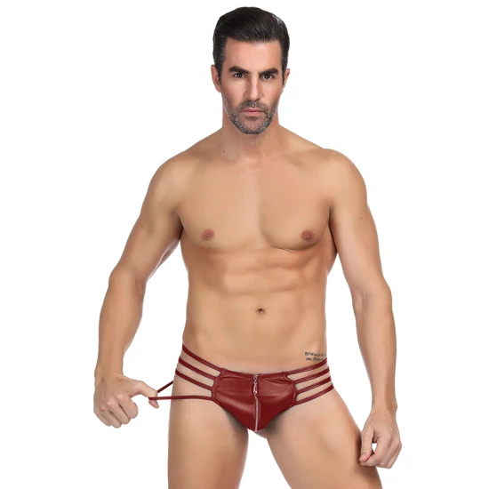 Sous-vêtements Jockstrap en cuir noir et Sexy pour hommes, trois couleurs, en Stock, vente en gros